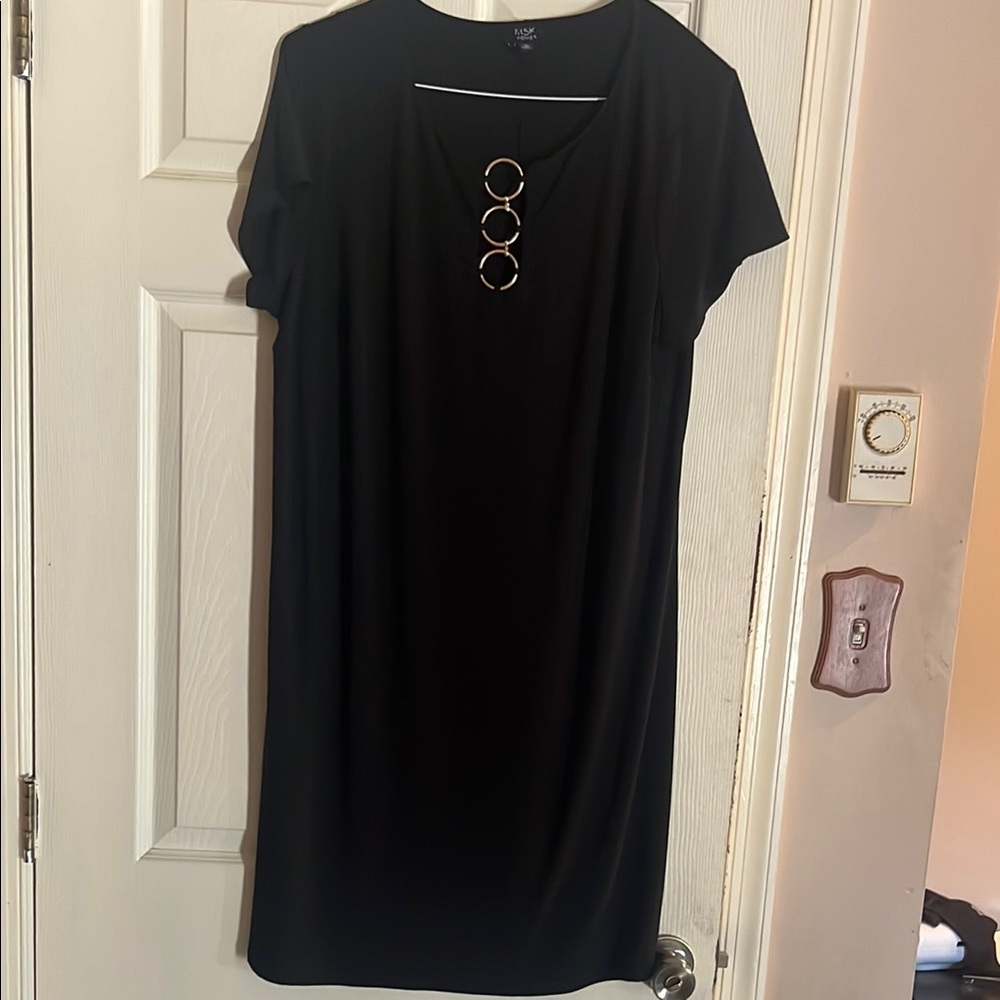 Elegant Black Dress with Gold Accents